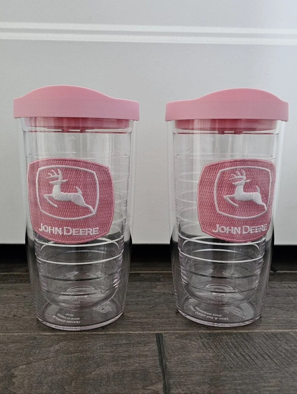 Vintage Pink & White John Deere Tervis Tumbler 24 oz - Qty 2